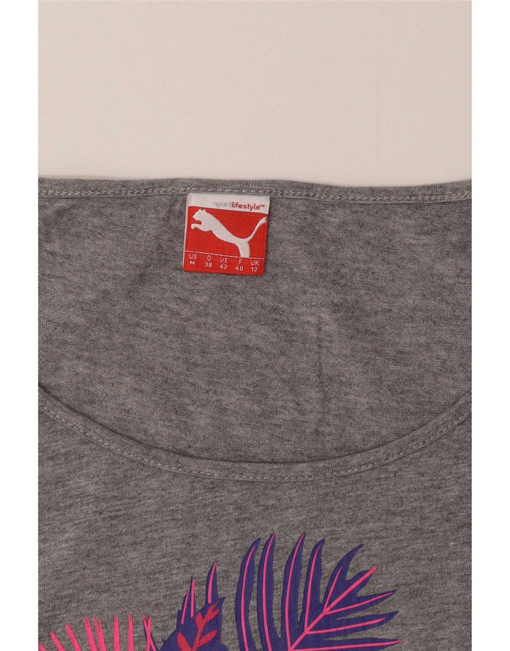 Puma Womens Graphic T-Shirt Top UK 12 Medium Grey