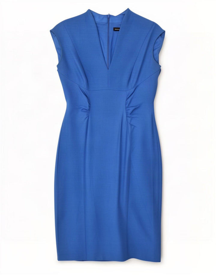 Karen Millen Womens Sheath Dress UK 14 Medium Blue Viscose