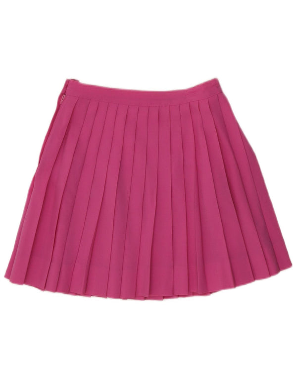 Stefanel Womens Mini Knife Pleated Skirt IT 42 Medium W25 Pink Wool