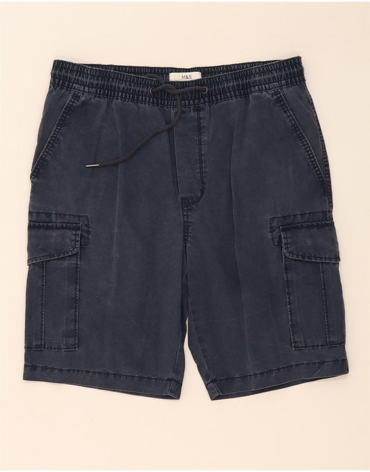 MARKS & SPENCER Mens Cargo Shorts W34 Large Navy Blue Cotton