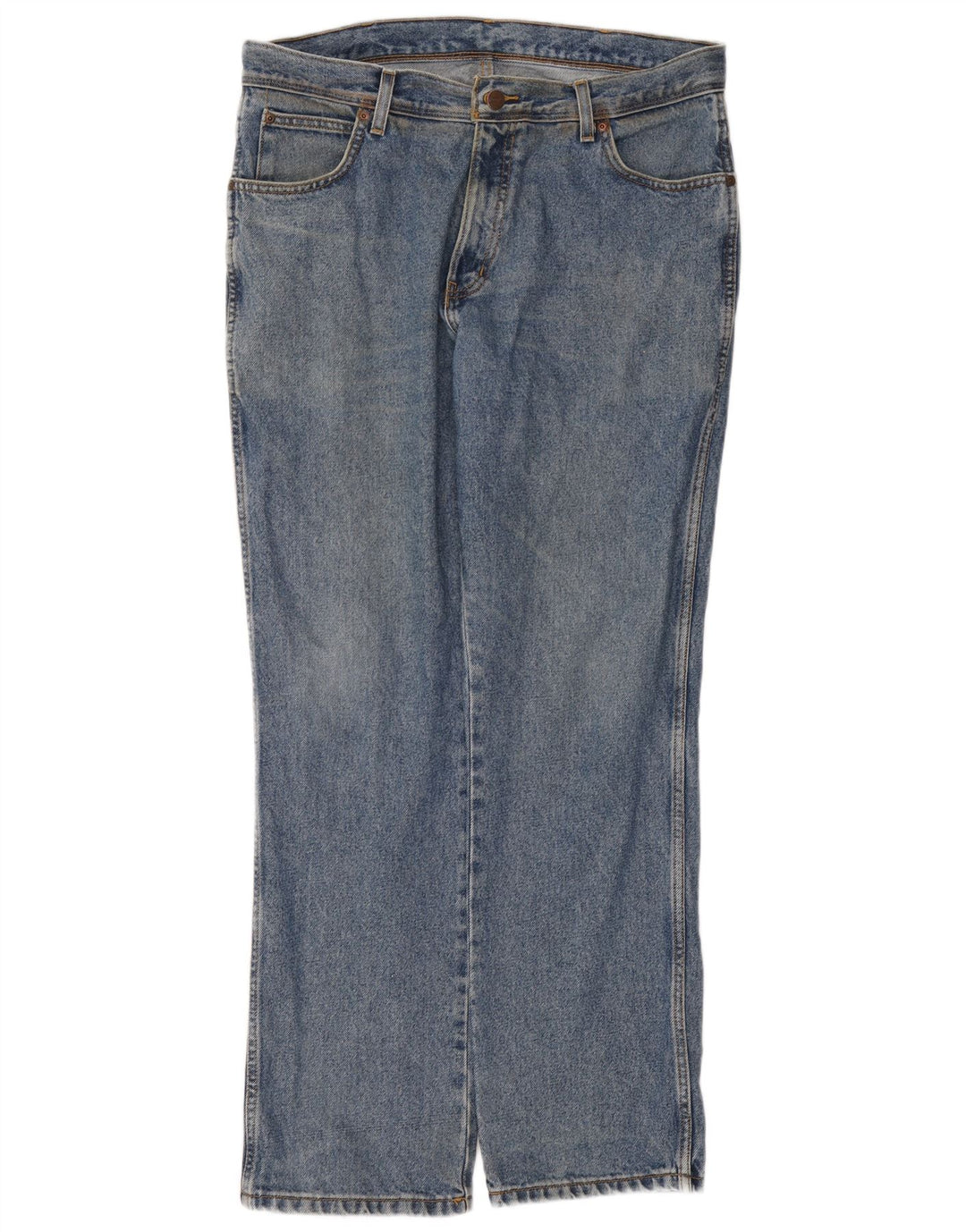 Wrangler Mens Regular Fit Straight Jeans W36 L32 Blue Cotton