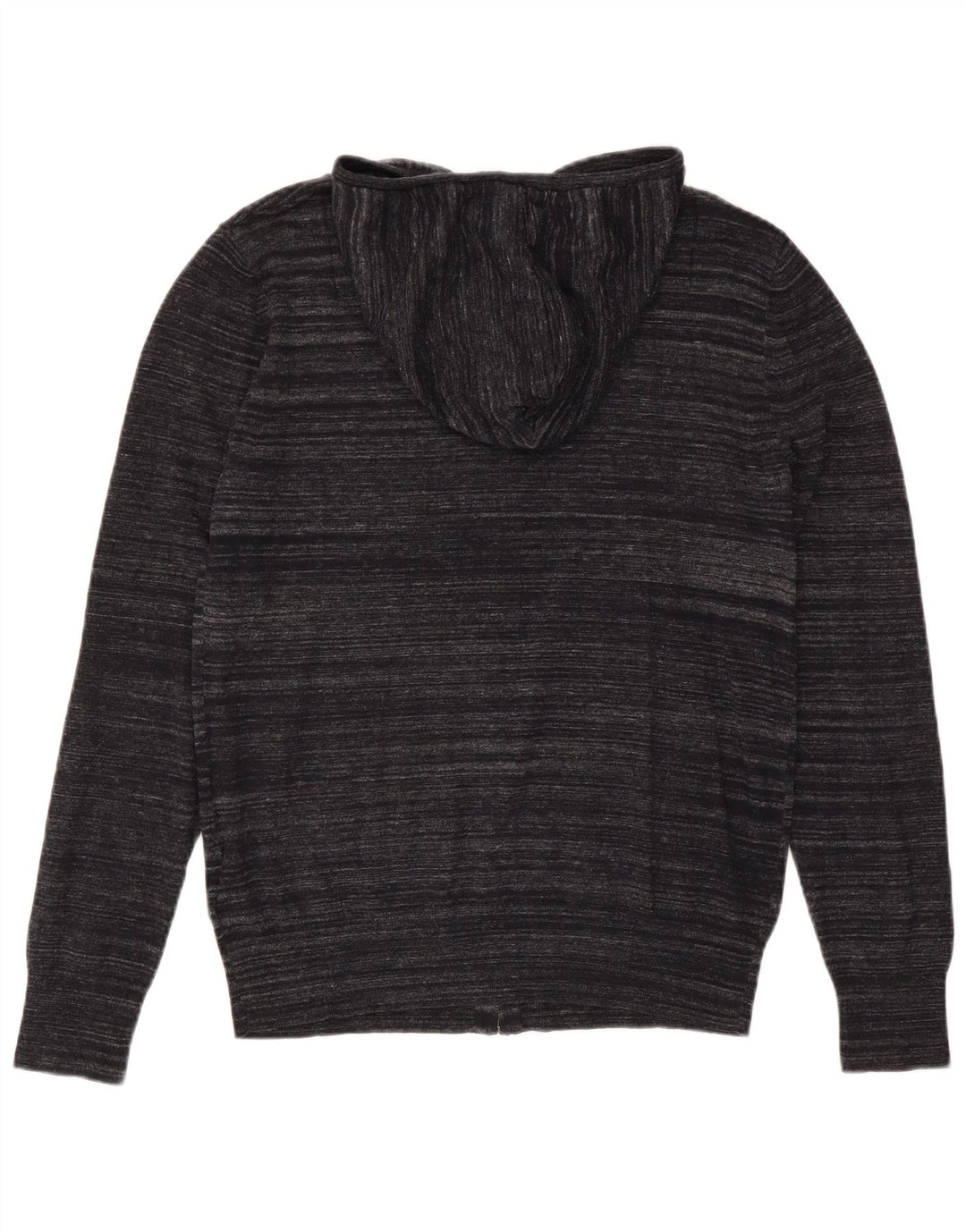 All Saints Mens Hooded Cardigan Sweater Medium Black Pinstripe Cotton