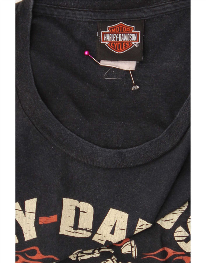 Harley Davidson Mens Graphic T-Shirt Top Medium Navy Blue Cotton