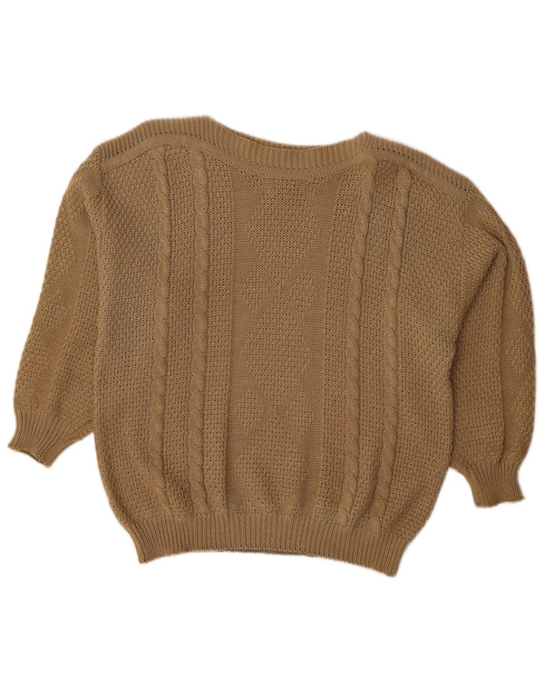 Vintage Womens Oversized Boat Neck Jumper Sweater EU 48 2XL Brown