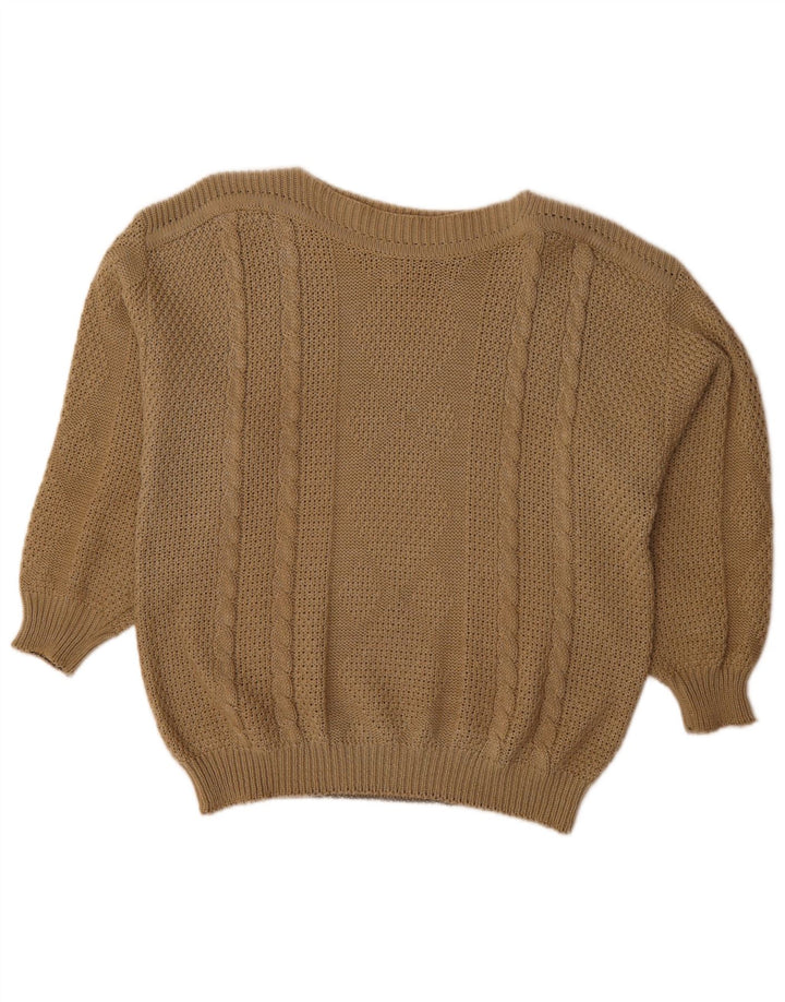 Vintage Womens Oversized Boat Neck Jumper Sweater EU 48 2XL Brown