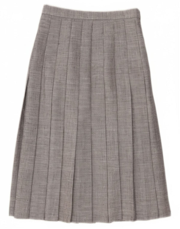 Vintage Womens Midi Knife Pleated Skirt W26 Small Grey Polyester