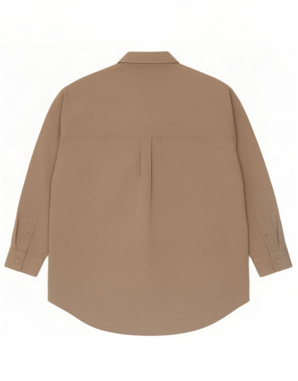 Zara Womens Oversized Shirt UK 10 Small Beige Polyester
