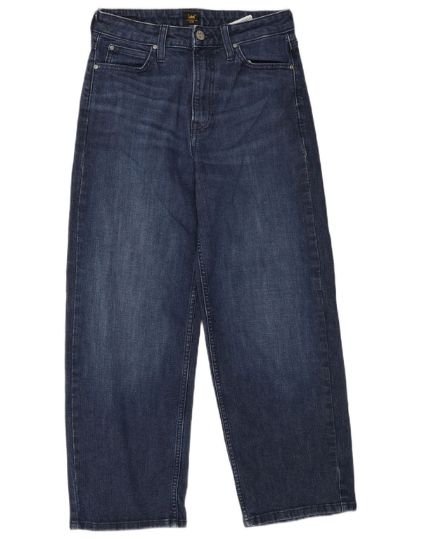LEE Womens High Rise Crop Wide Leg Jeans W26 L25 Blue Cotton