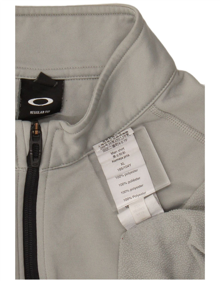 Oakley Mens Regular Fit Zip Neck Pullover Tracksuit Top XL Grey Polyester