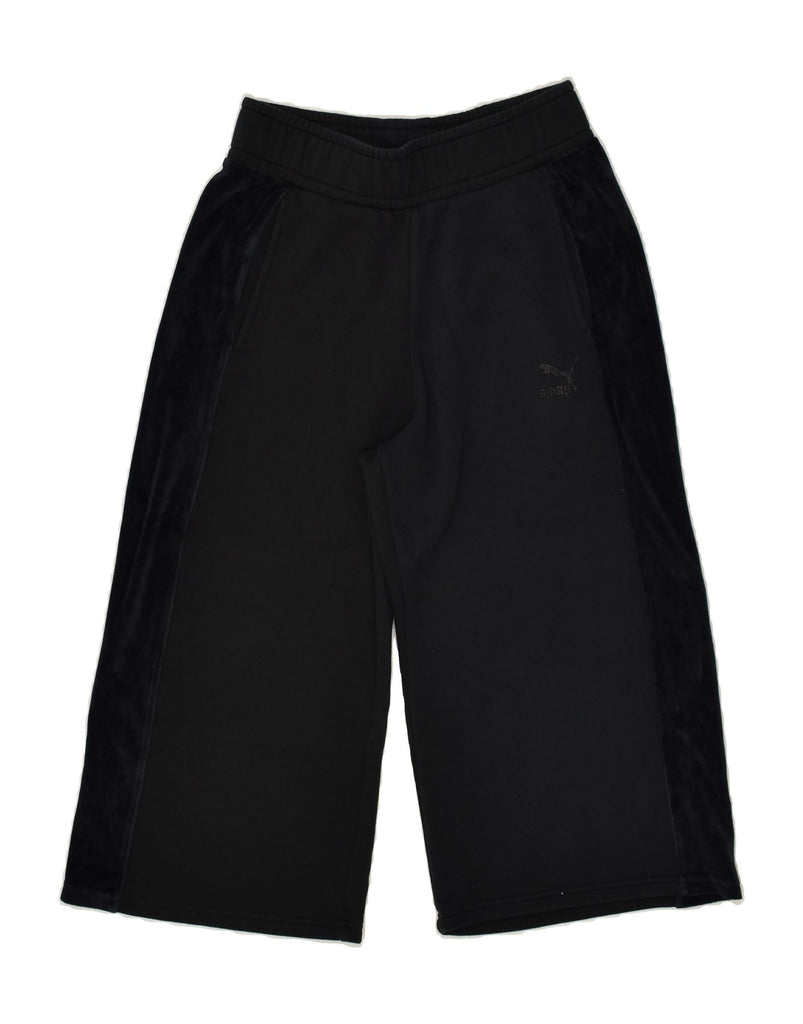 PUMA Womens Capri Tracksuit Trousers UK 10 Small  Black Colourblock Cotton | Vintage Puma | Thrift | Second-Hand Puma | Used Clothing | Messina Hembry 