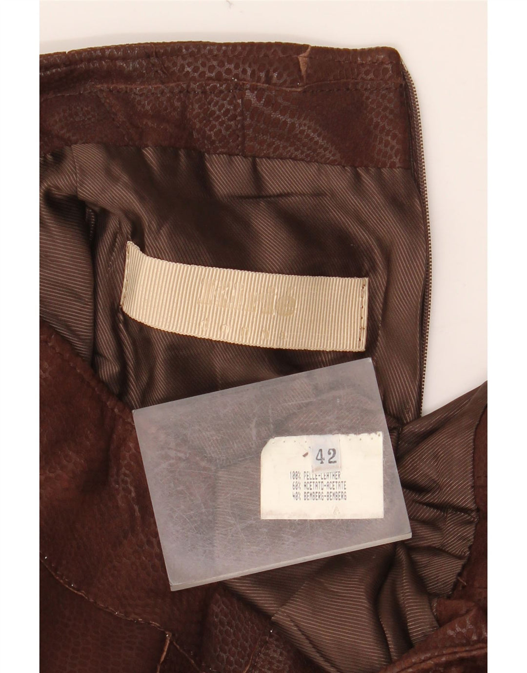 VINTAGE Womens Leather Skirt IT 42 Medium W30  Brown Animal Print Leather