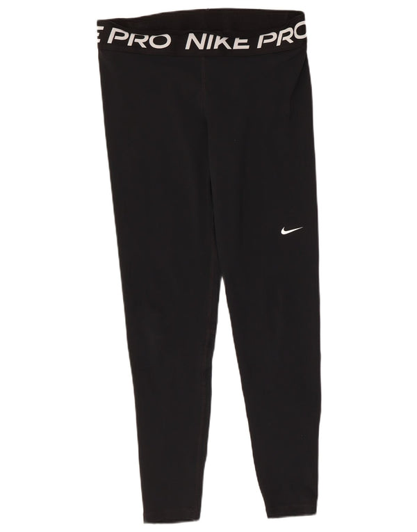 Nike Womens Dri Fit Graphic Leggings Large Black Polyester