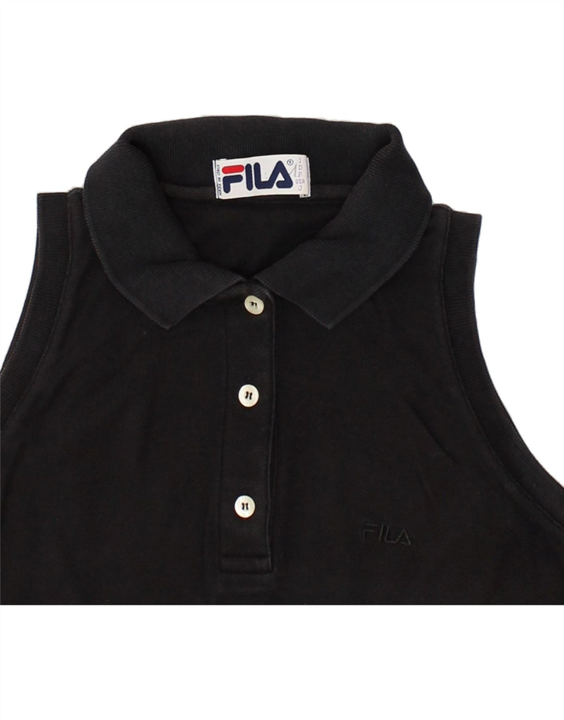 FILA Womens Sleeveless Polo Shirt EU 36 Small Black Cotton | Vintage Fila | Thrift | Second-Hand Fila | Used Clothing | Messina Hembry 