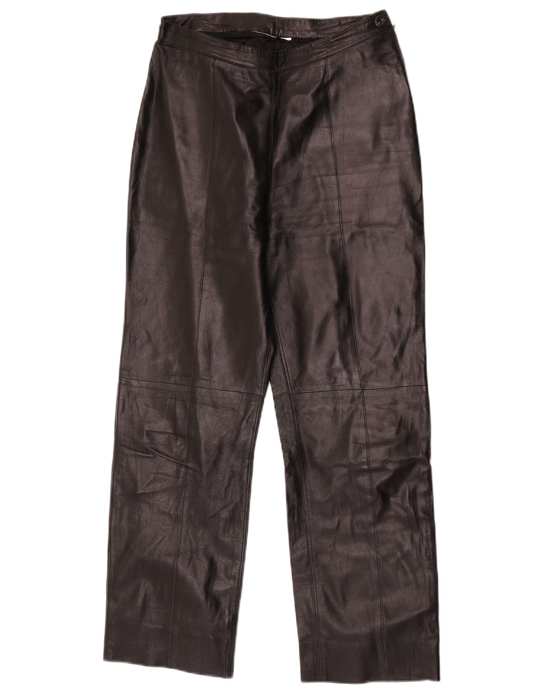 Vintage Womens Straight Leather Trousers W27 L27 Black