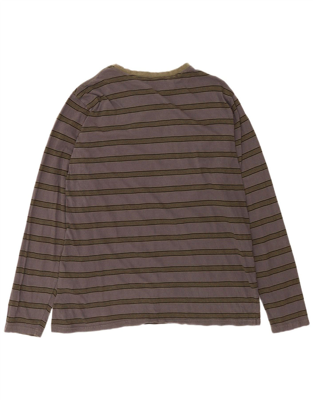 Volcom Mens Top Long Sleeve 2XL Grey Striped Cotton