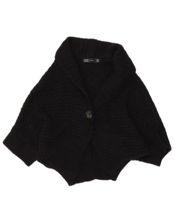 Zara Womens Crop Batwing Cardigan Sweater UK 12 Medium Black Acrylic