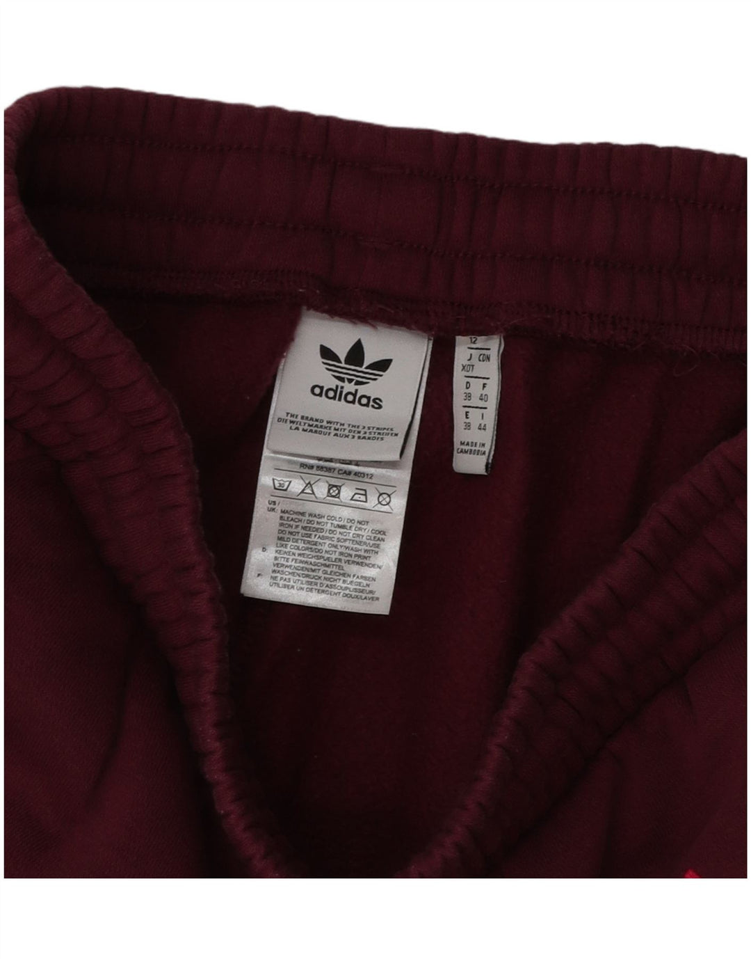 ADIDAS Womens Graphic Tracksuit Trousers Joggers UK 12 Medium Burgundy