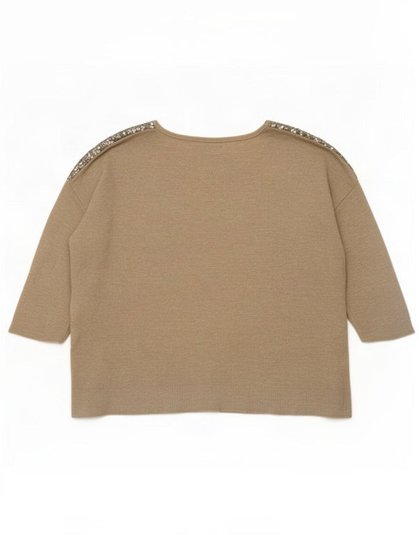 Marks & Spencer Womens Sequin Top 3/4 Sleeve UK 18 XL Gold Viscose