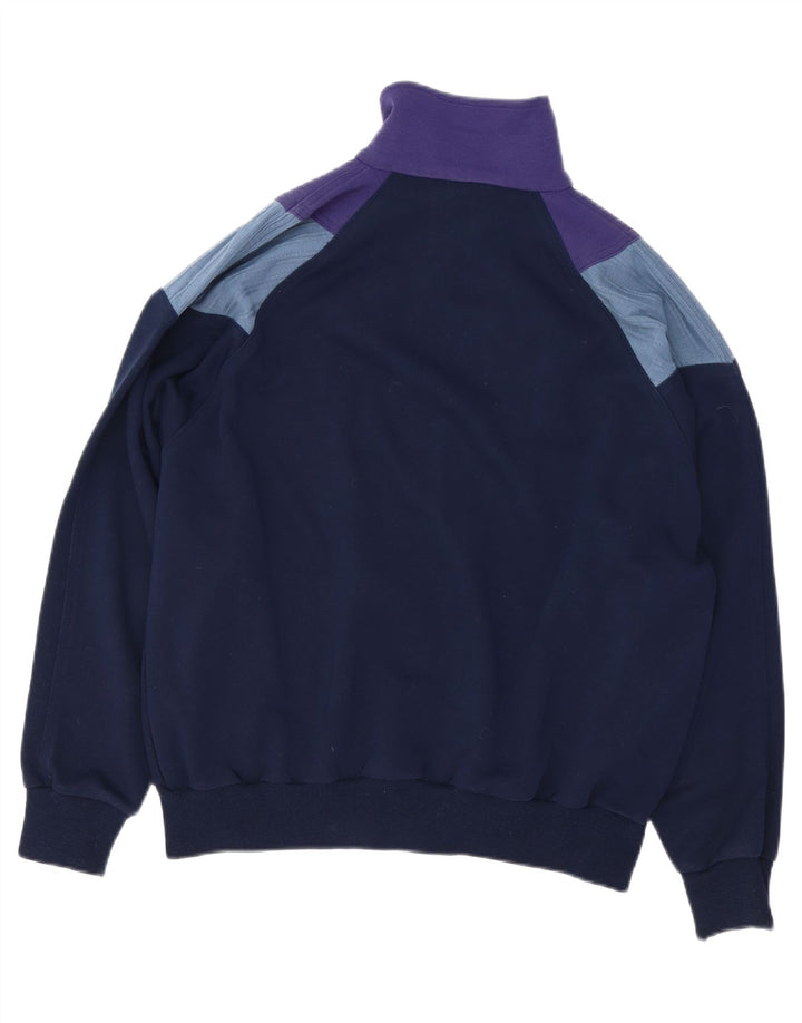 Vintage Mens Tracksuit Top Jacket Large Navy Blue Colourblock
