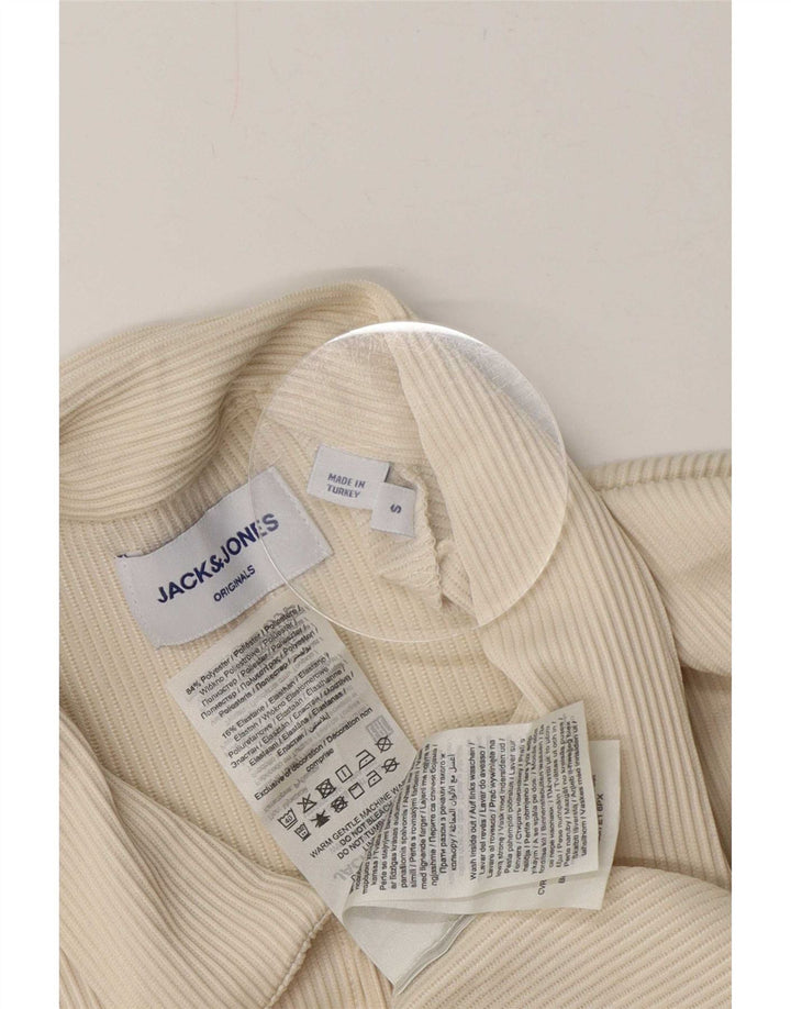 Jack & Jones Mens Short Sleeve Shirt Small Off White Polyester