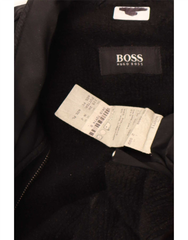 Hugo Boss Mens Windbreaker Coat EU 52 XL Black Polyamide