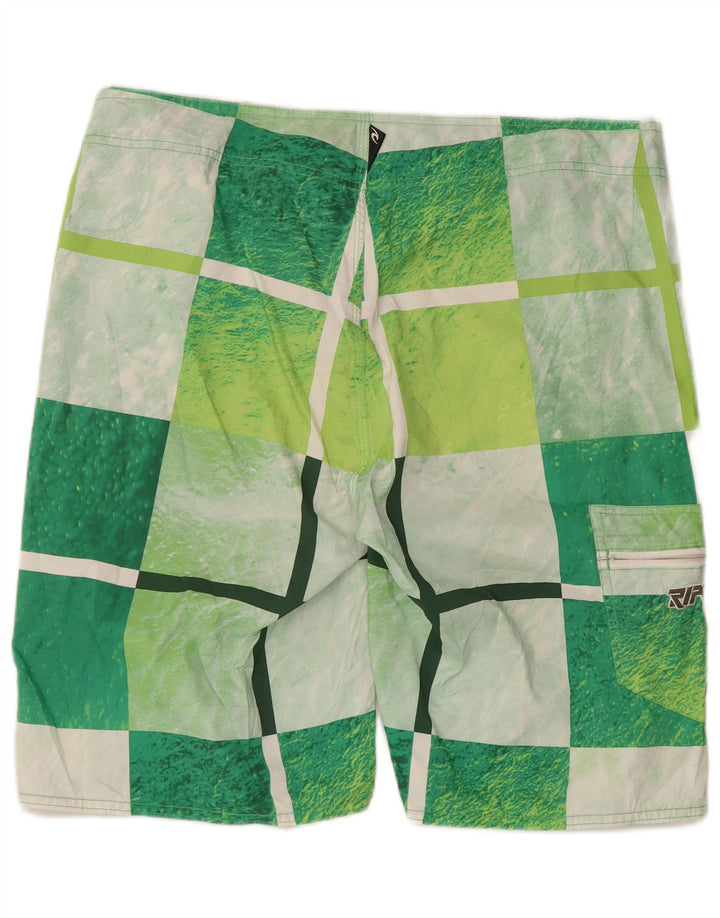 Rip Curl Mens Graphic Swimming Shorts Large  Green Check Polyester