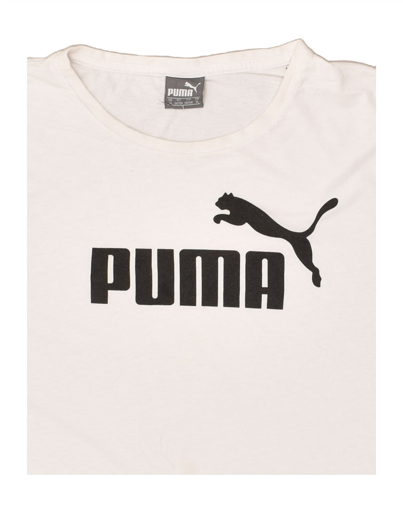 PUMA Mens Graphic T-Shirt Top XL White Cotton | Vintage Puma | Thrift | Second-Hand Puma | Used Clothing | Messina Hembry 