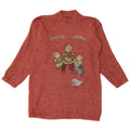 VINTAGE Womens Graphic Turtle Neck Jumper Sweater UK 14 Medium Maroon