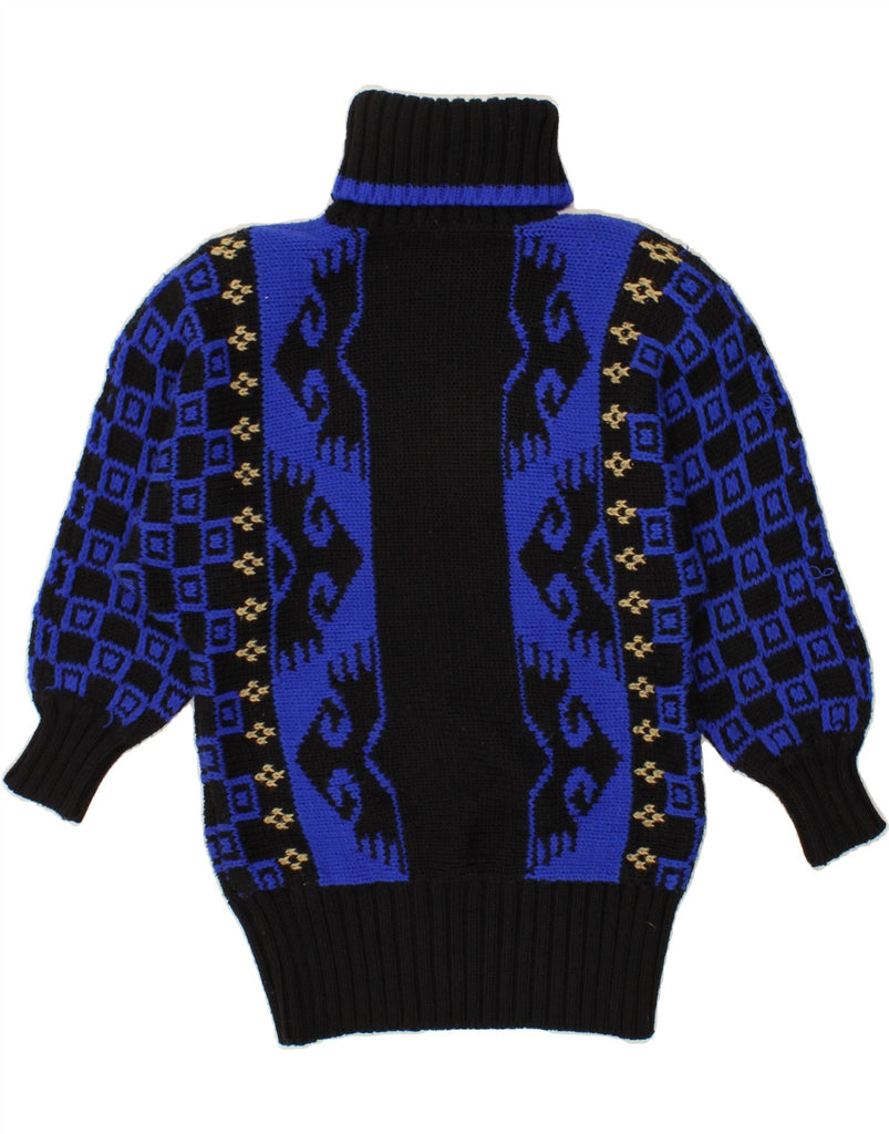 VINTAGE Womens Roll Neck Jumper Sweater EU 38/40 Medium Blue Geometric Vintage Vintage and Second-Hand Vintage from Messina Hembry 