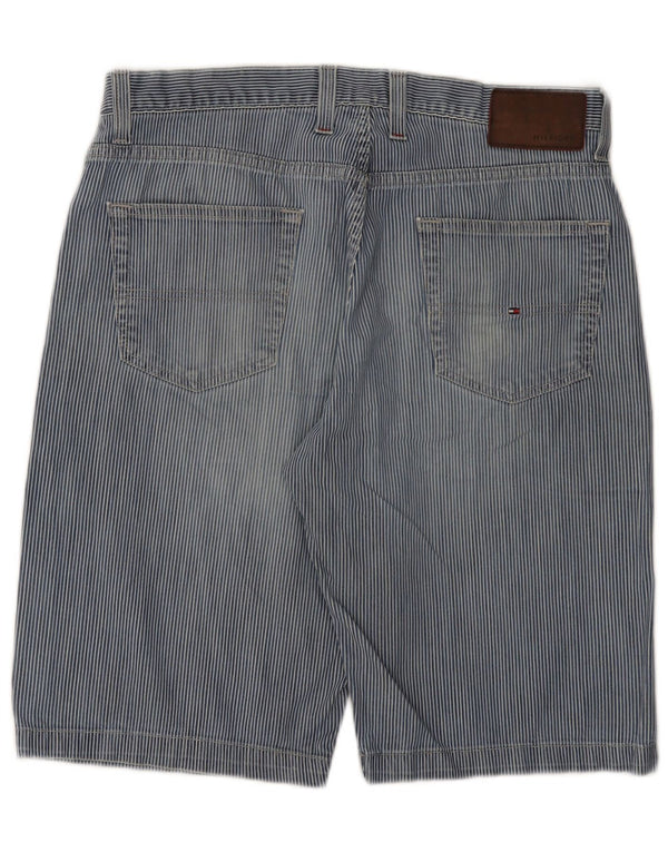 Tommy Hilfiger Mens Denim Shorts W34 Large Blue Striped Cotton
