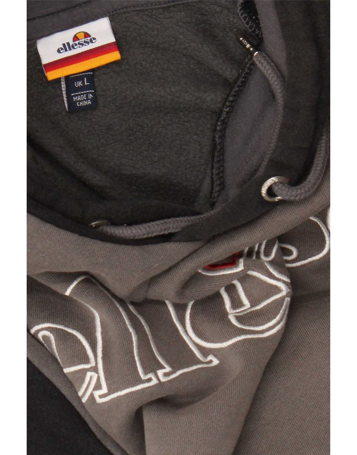 Ellesse Mens Graphic Hoodie Jumper Large Grey Colourblock