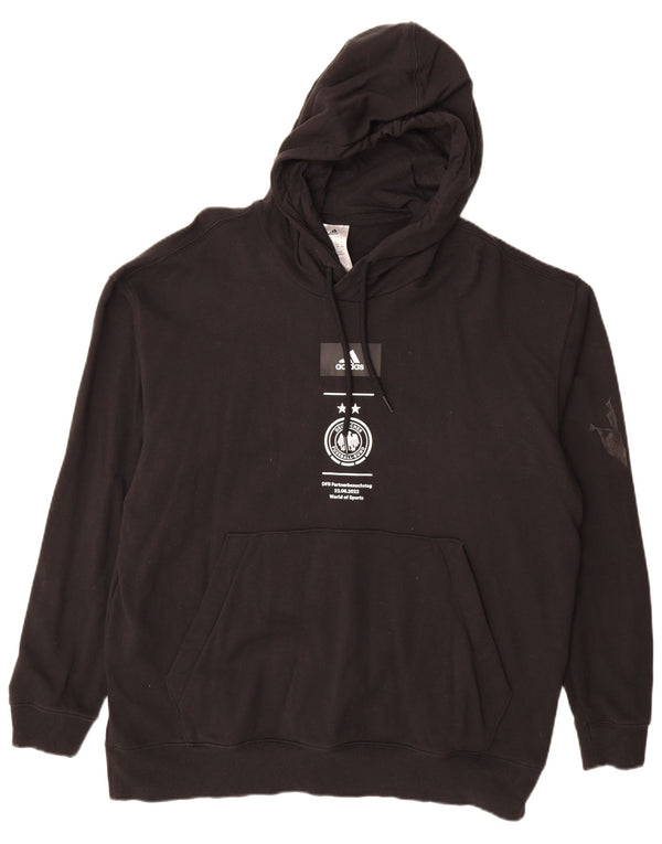 ADIDAS Mens Deutscher Fussball Bund Graphic Hoodie Jumper Large Black