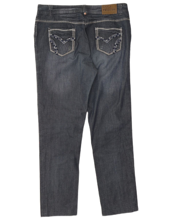 CARLA FERRONI Womens Slim Jeans IT 50 XL W34 L29 Navy Blue