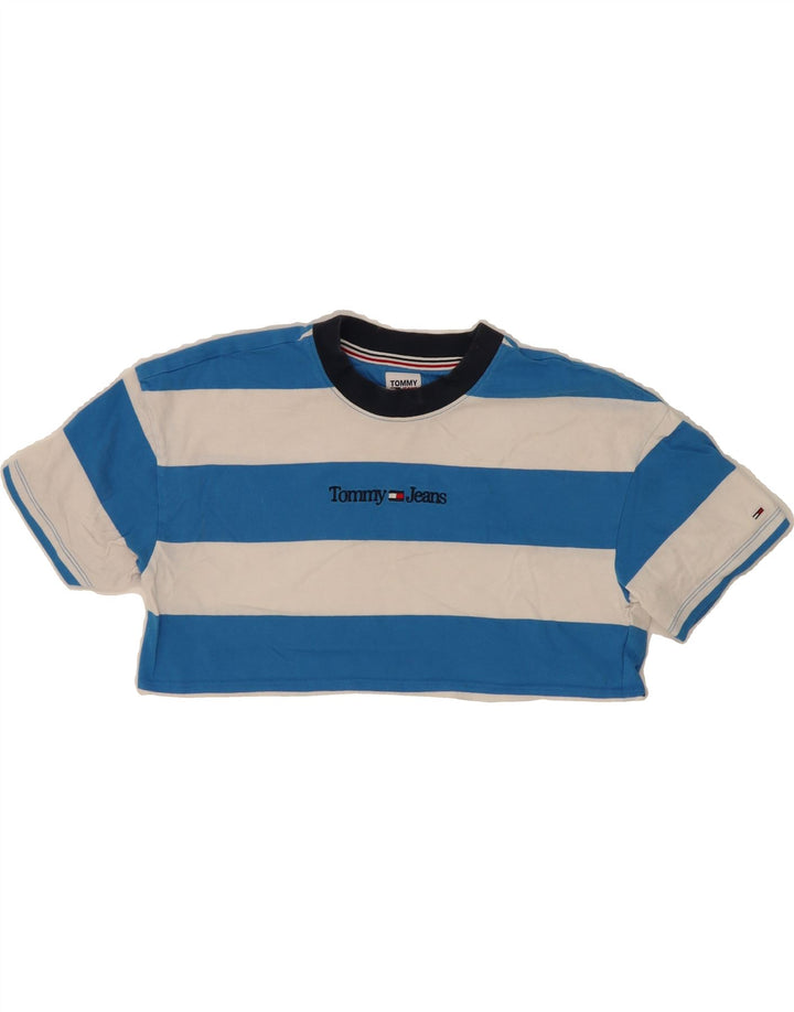 TOMMY HILFIGER Womens Oversized Graphic T-Shirt Top UK 10 Small Blue Vintage Tommy Hilfiger and Second-Hand Tommy Hilfiger from Messina Hembry 
