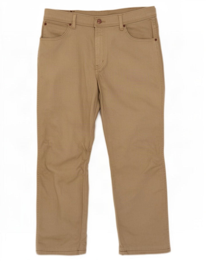 Wrangler Mens Cropped Jeans W36 L25 Beige Cotton