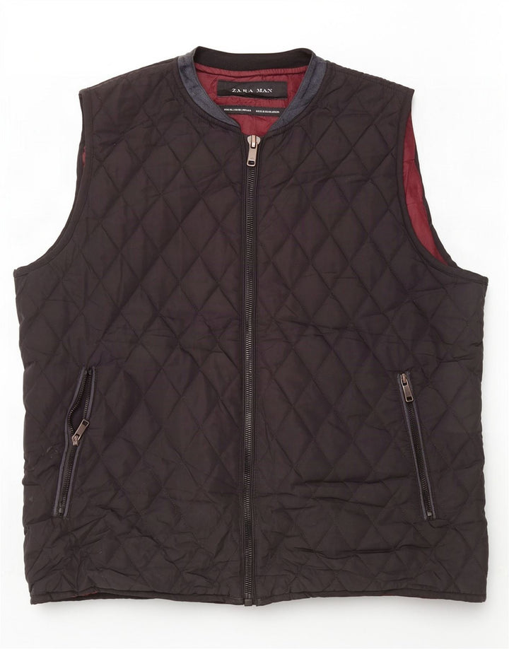 Zara Mens Quilted Gilet UK 42 XL Black