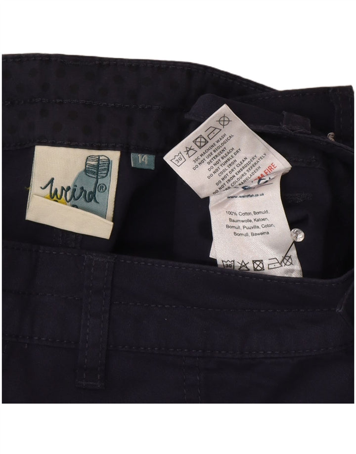 Weird Fish Womens Cargo Shorts UK 14 Large W34  Navy Blue Cotton