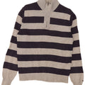 Tommy Hilfiger Mens Zip Neck Jumper Sweater Medium Grey Striped Cotton