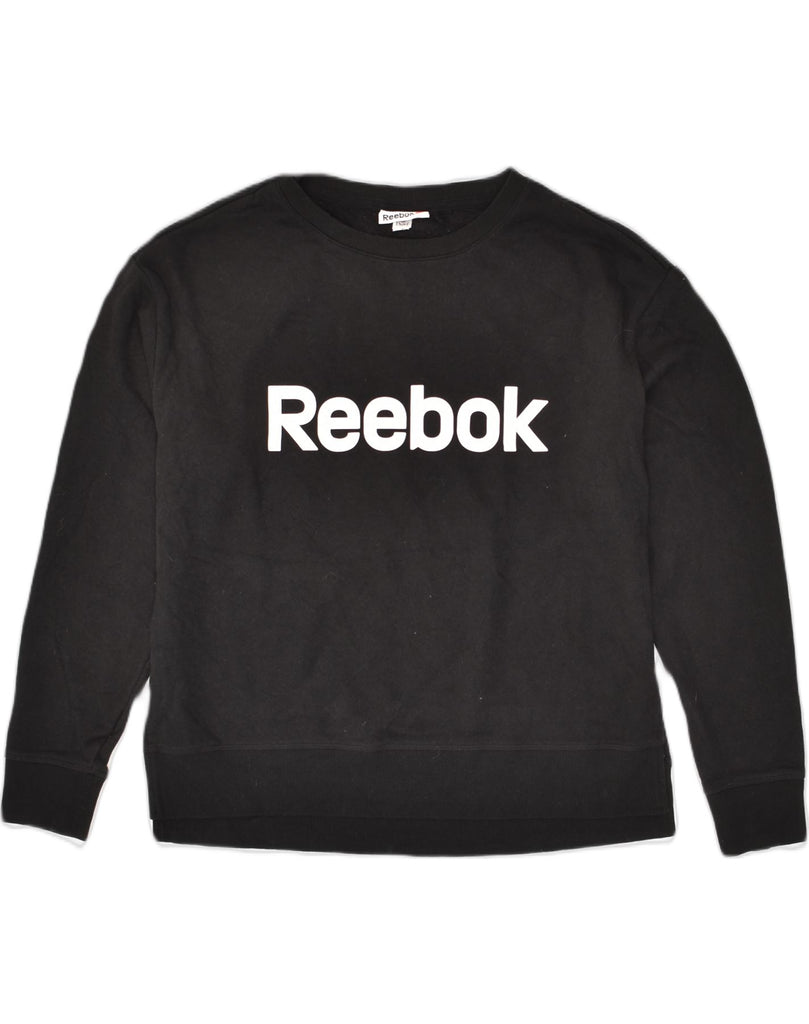 REEBOK Womens Sweatshirt Jumper UK 18 XL Black Cotton | Vintage Reebok | Thrift | Second-Hand Reebok | Used Clothing | Messina Hembry 