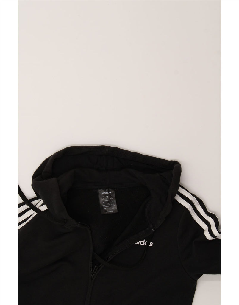 ADIDAS Womens Zip Hoodie Sweater UK 12/14 Medium Black Cotton Vintage Adidas and Second-Hand Adidas from Messina Hembry 