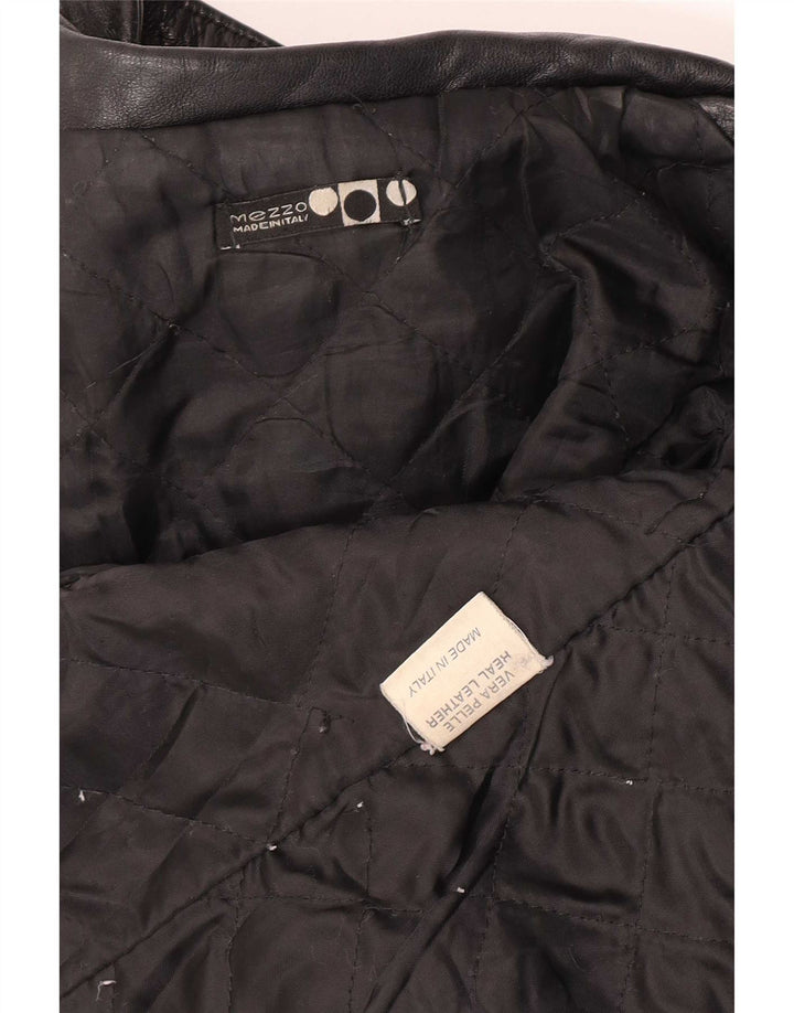 Vintage Womens 3 Button Blazer Jacket IT 46 Large Black Leather