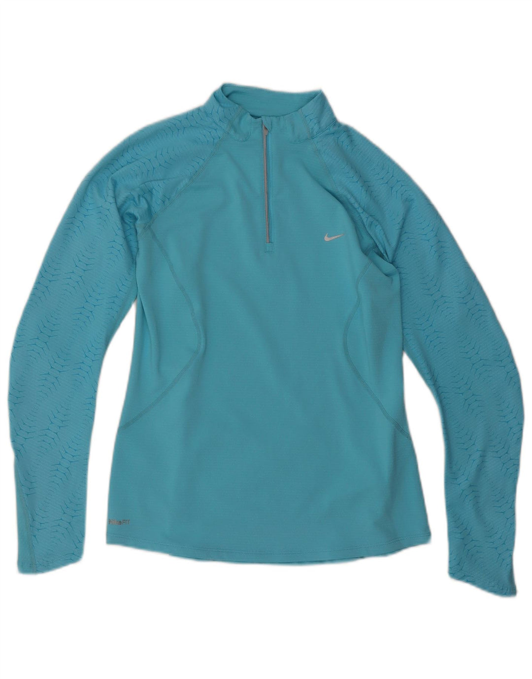 NIKE Womens Zip Neck Pullover Tracksuit Top UK 12/14 Medium Blue Geometric
