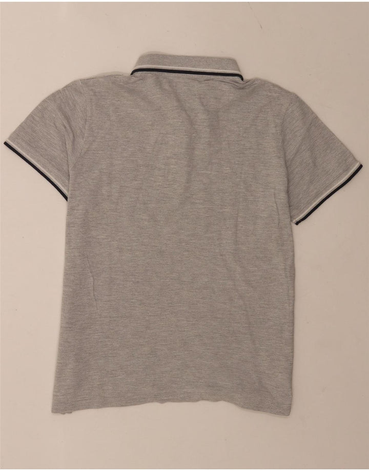 Enrico Coveri Mens Polo Shirt Medium Grey Striped Cotton