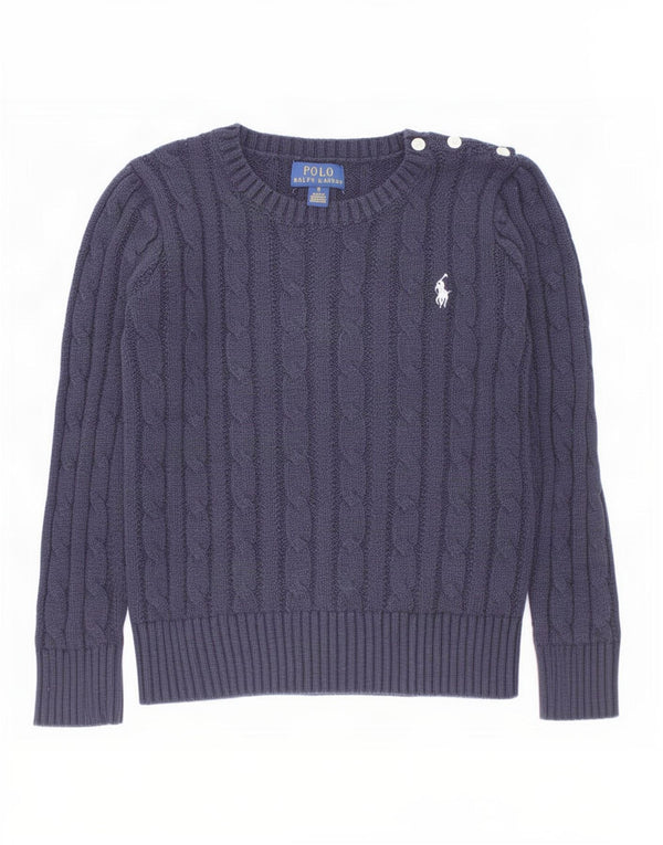 Polo Ralph Lauren Boys Boat Neck Jumper Sweater 4-5 Years Navy Blue Cotton