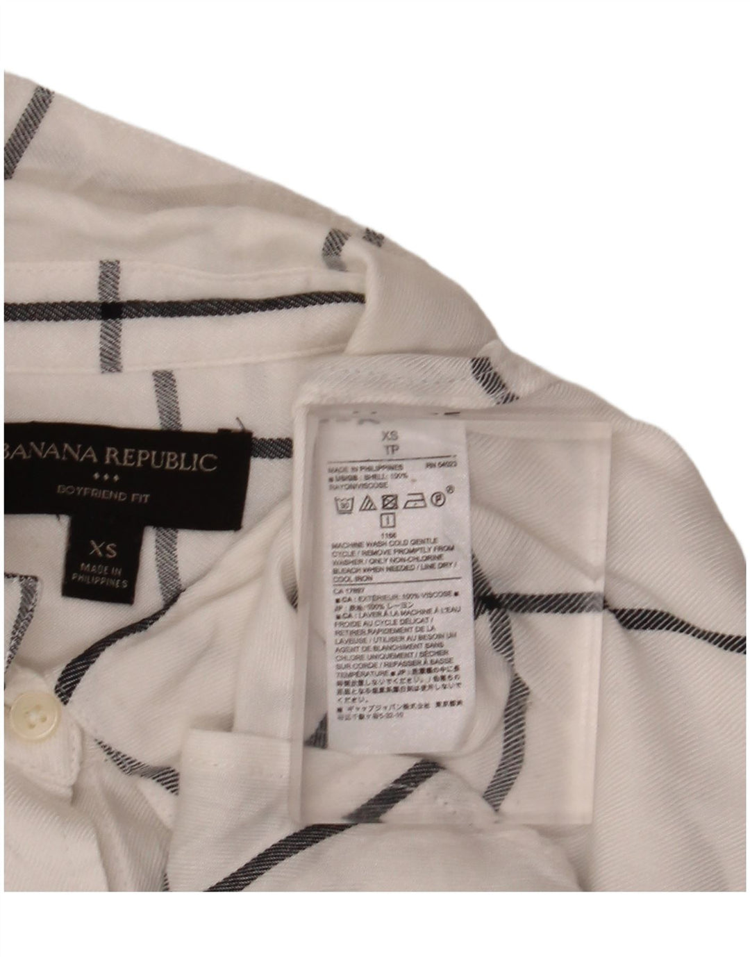 BANANA REPUBLIC Womens Boyfriend Fit Flannel Shirt UK 6 XS White Check
