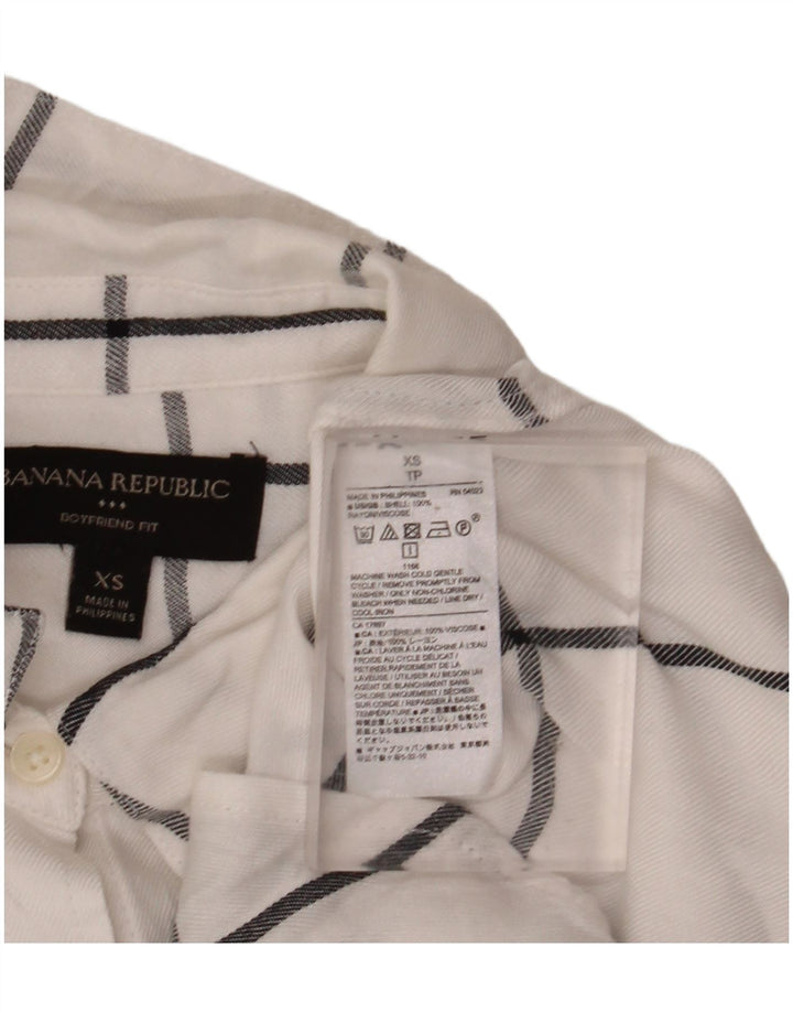 BANANA REPUBLIC Womens Boyfriend Fit Flannel Shirt UK 6 XS White Check