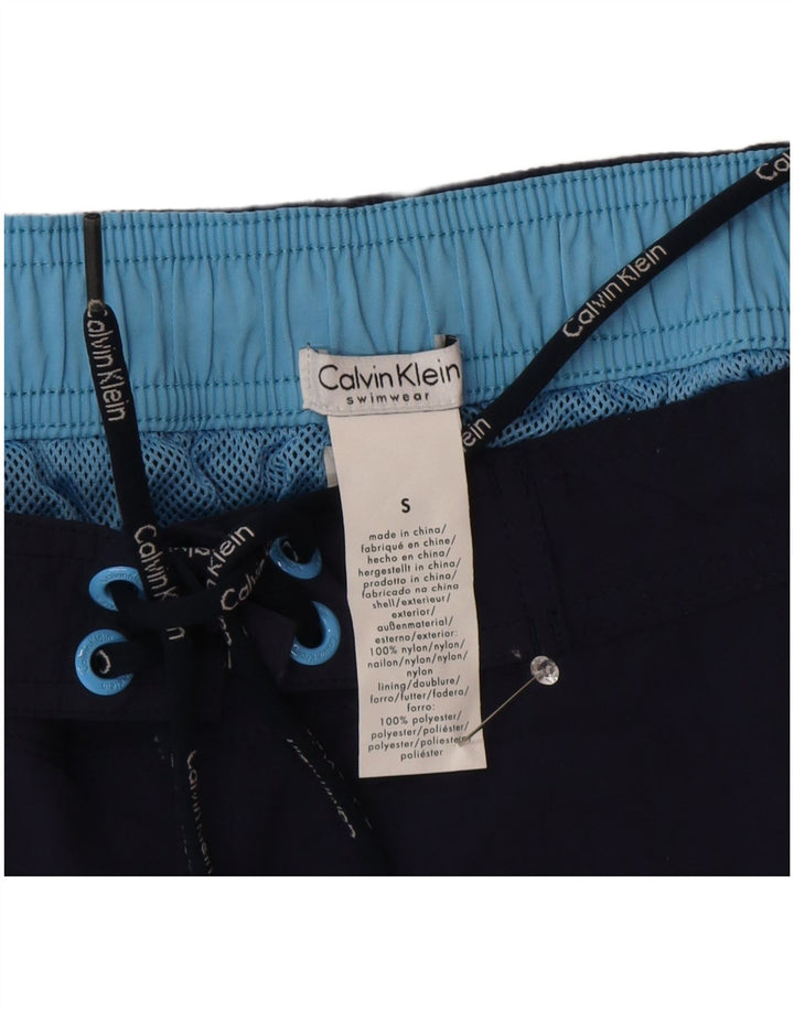 Calvin Klein Mens Graphic Swimming Shorts Small  Navy Blue Nylon