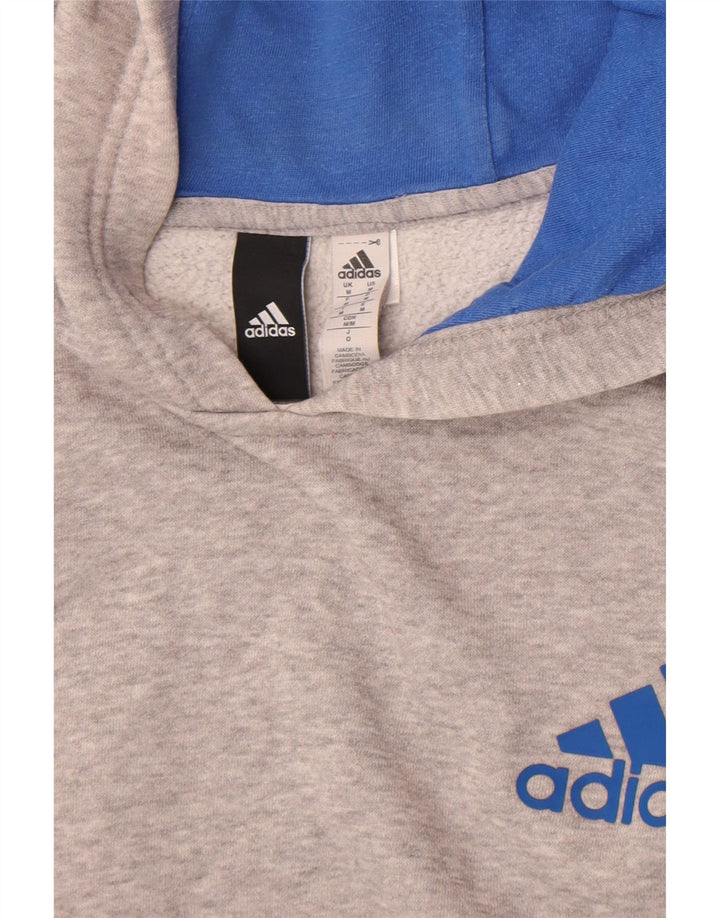 Adidas Mens Hoodie Jumper Medium Grey Flecked Cotton