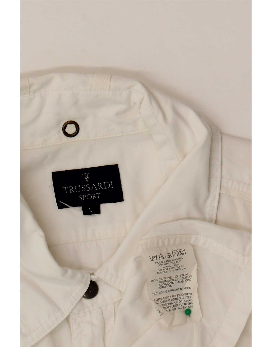 Trussardi Mens Short Sleeve Shirt Large White Cotton