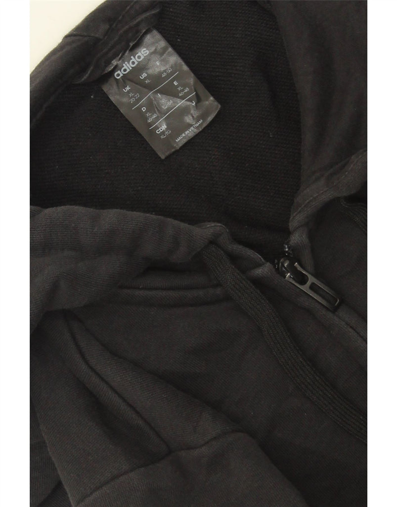 ADIDAS Womens Graphic Zip Hoodie Sweater UK 20/22 XL Black Cotton Vintage Adidas and Second-Hand Adidas from Messina Hembry 